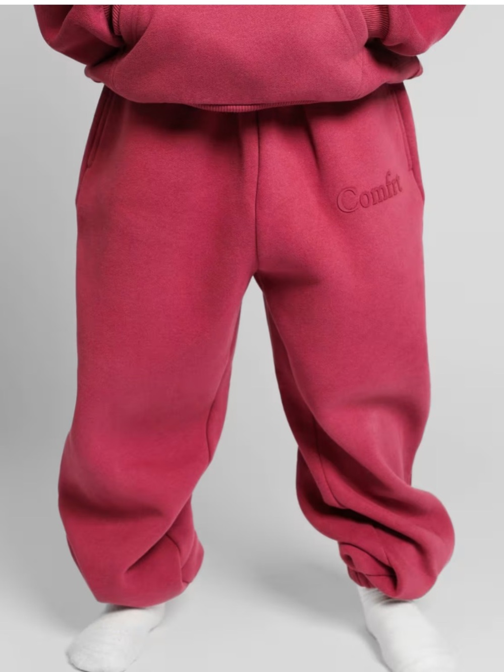 Comfrt Minimalist Kids Jogger Sweatpants in Berry